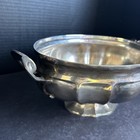 Vintage Silver Plated Serving Bowl W Handles Footed Ornate Sugar Bowl Dish  r99
