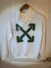 Off-white Kids White Pullover Hoodie Green Logo Glow In The Dark Size M