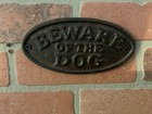 Rustic Vintage Style 7  X 3   Cast Iron  beware Of Dog  Sign  A Great Gift 