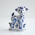 Handmade Gzhel Porcelain Standing Goat Figurine Blue White Zodiac 4 75 