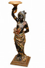 Antique Venetian Blackamoor Figure Candlestick Carved Wood Polychrome Gilt 27 5 