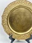 Beautiful Vintage Solid Brass Embossed Round Scalloped Edge Charger Tray 14   