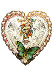 Antique Valentine Card  Lot Of 7    paper Lace  Embossed Die Cut Heart  C 1900