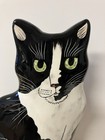 Vintage 11       Black   White Tuxedo Ceramic Cat Vase planter Cats By Nina 2001