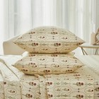 Fadfay Twin Xl 100  Cotton Beige Bed Sheets Set Red Rose Floral 4 Pieces Deep