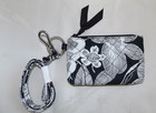Vera Bradley Zip Clear Id Case   Lanyard Cards - Bedford Blooms Black White Nwot