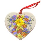 American Bulldog Porcelain Floral Heart Shaped Ornament Double-sided