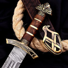 Handmade Damascus Steel Sword Short Viking Medieval Full Tang With Scabbard