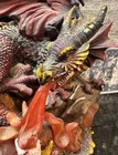 Red Dragon Figurine Fire Skull Gothic Fantasy Resin Statue Winged Decor