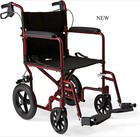 Medline Lightweight Foldable Transport Wheelchair  Red Frame  New