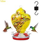 34oz Hummingbird Feeder Large Hand Blown Glass For Outdoor With Hanging Hook