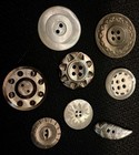 Antique Vintage Mop abalone carved  Studded 2  4 Hole Button Lot