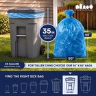 Plasticplace 65 Gallon Recycling Bags  Blue  1 5 Mil  50 Count