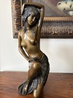 Antique Art Deco Gilt Bronze Sculpture Of A Lady Signed F  Press