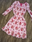 Vintage Pink And White Strawberry Shortcake Long Sleeve Nightgown Princess Dress