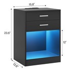 Black Nightstand Set Of 2 led Bedside Table With Power Outlet