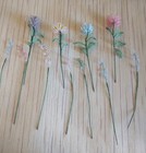 Vintage French Glass Seed Beaded 11 Stems - 4 Flowers   7 Filler Flowers 