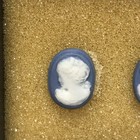  Set Of 3 Vintage Antique Blue Carved Lady Head Cameos Small Petite Jewelry Rare