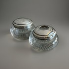 2 Antique English Sterling   Cut Glass Vanity Jars  C1921