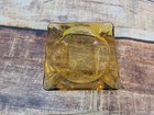 Vintage Amber Glass Cigar Cigarette Ashtray Square Thick Heavy