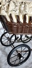 Victorian Baby Doll Carriage Buggy Pram Wicker Stroller W lace Canopy Good Bones
