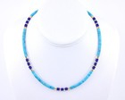 4mm Kingman Turquoise   Lapis Heishi Necklace  Gold Or Silver Beaded Choker