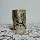 Vintage Japanese Chokin Tea Caddy Gold Silver Bird Plum Blossom Tea Tin