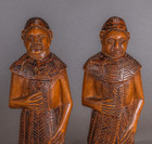 Pair Old Unusual African Tribal Art Congo Bembe Colonial Era Carved Male Figures