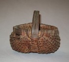Old Antique Vtg Ca Mid 1800s Miniature Splint Basket Great Patina And Surface