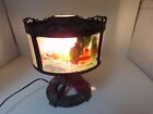 Antique Curved Glass Reverse Painted Cast Metal Table Lamp Works Art Deco B