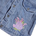Y2k Blueberi Boulevard Girls Denim Vest Floral Embroidery Pink Stitch Size 6