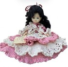 Vintage Crochet Bed Pillow Doll  Layered Pink Dress  12    Tall