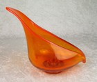 Vintage Le Smith Glass Candle Holder Orange Red Mid Century Modern 9-1 2in Long