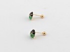 14k Solid Gold Green Ladybug Earrings Real Gold Enamel Screw Back Studs