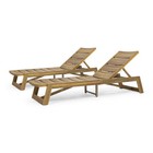 Premium Acacia Wood Chaise Lounges Set  Weather-resistant Teak Finish For