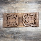 Vtg Hand Carved Wood Folding Expanding Decorative Leaf Book Ends Made In India