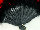 Victorian Edwardian Regency Style Black And Red Marabou Feather Fan