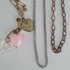 Lot Of 8 Vintage Fashion Jewelry Chains Necklaces Pink Stones Jewels