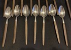 Vtg Ekco Eterna Canoe Muffin Stainless Flatware Set Of  43  Wood Handle Mcm