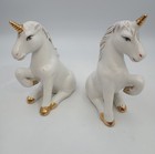 Vintage Lot Of 2 Porcelain Unicorns Figurines With Gold Trim 5  
