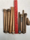 Bobbins Spools Wood Industrial Style 3 -10  Spindles Vtg Wooden Quills Lot-10 