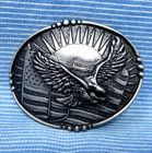 American Eagle Sunrise Belt Buckle Cowboy Flag Western Patriotic Vtg 90s  tyc923