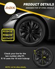 4x 15 inch Wheel Cover Snap On Full Hub Caps Fit For R15 Tire   Steel Rim Black
