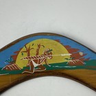 Vintage Australian Wooden Boomerang Hand Painted Aboriginal Art Hunter Outback 