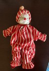 Vintage 1950s Molded Face Clown Doll Cloth Body Red  white Stripes -  28 Inch