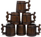 Set Of 6 Beer Mug 10 Oz - Coffee Mug - Beer Stein - Wooden Beer Mug - Stainle   