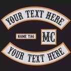 Custom Embroidered 4 Piece 13  Mc Rocker Patch Set Motorcycle Biker Club Usa