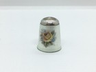 Vintage Solid Sterling Silver   Enamel Thimble - Rural Cottage Scene   Rose
