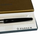 Nos Vintage Parker 45 Fountain Pen Black Stainless Cap W box Papers Cartridges