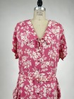 Vintage 1930s1940s Bonnell Cotton Floral Print Pink Dress Heart Buttons As Is